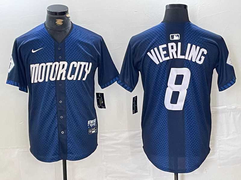 Men's Detroit Tigers #8 Matt Vierling Navy 2024 City Connect Cool Base Limited Stitched Jersey,We sell and wholesale Men's Detroit Tigers #8 Matt Vierling Navy 2024 City Connect Cool Base Limited Stitched Jersey on line form chian!
